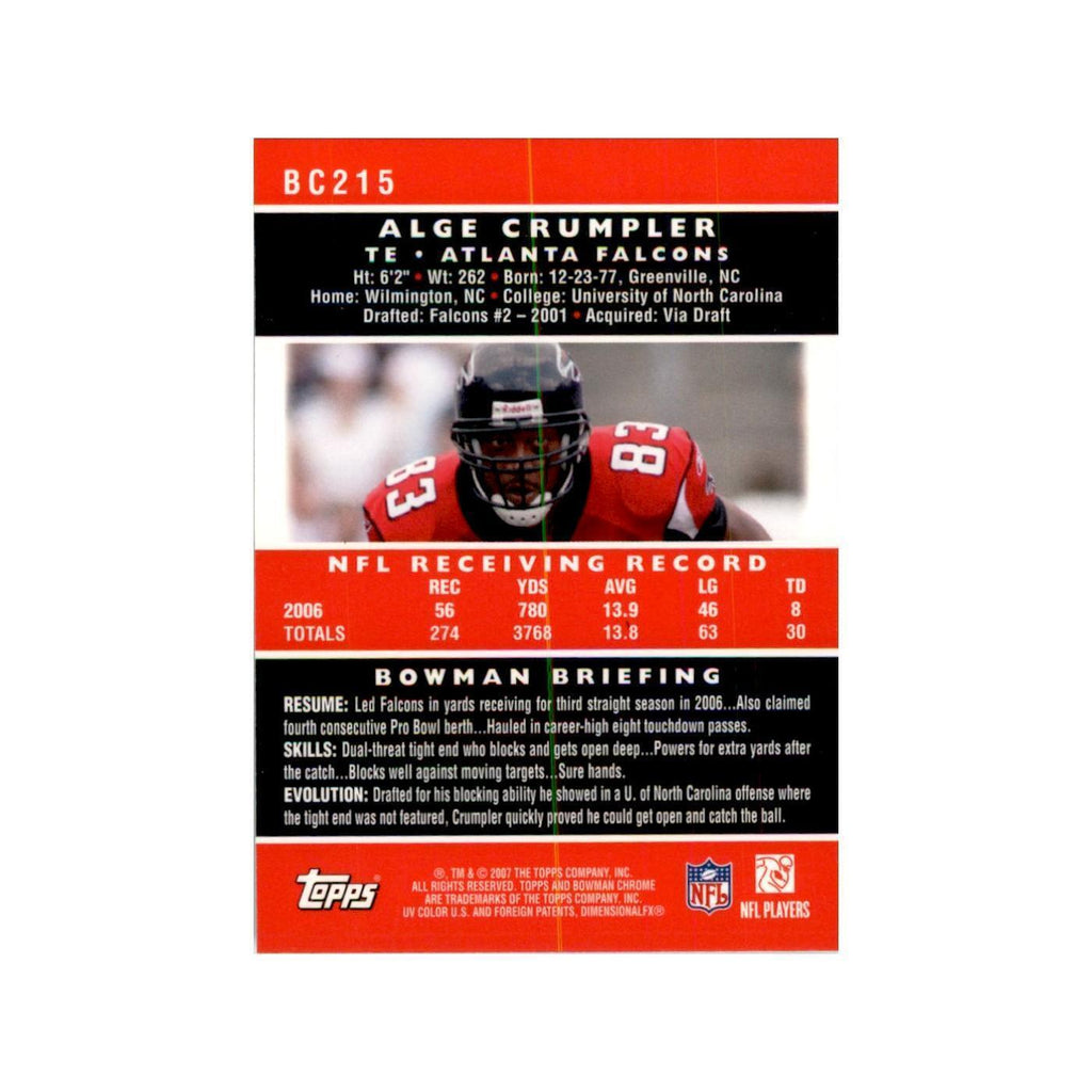 2007 Bowman Chrome Alge Crumpler Football Cards #215