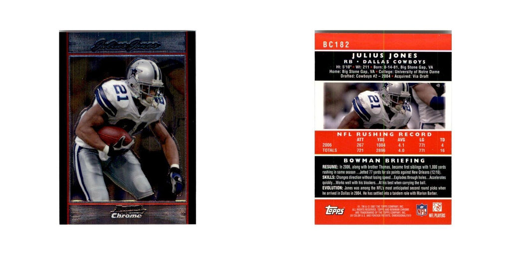 2007 Bowman Chrome Julius Jones Football Cards #182