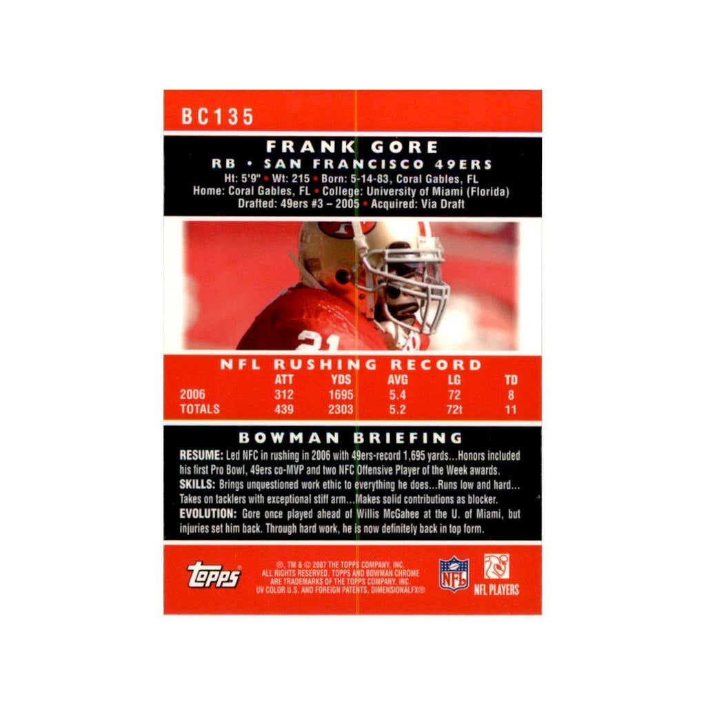 2007 Bowman Chrome Frank Gore Football Cards #135