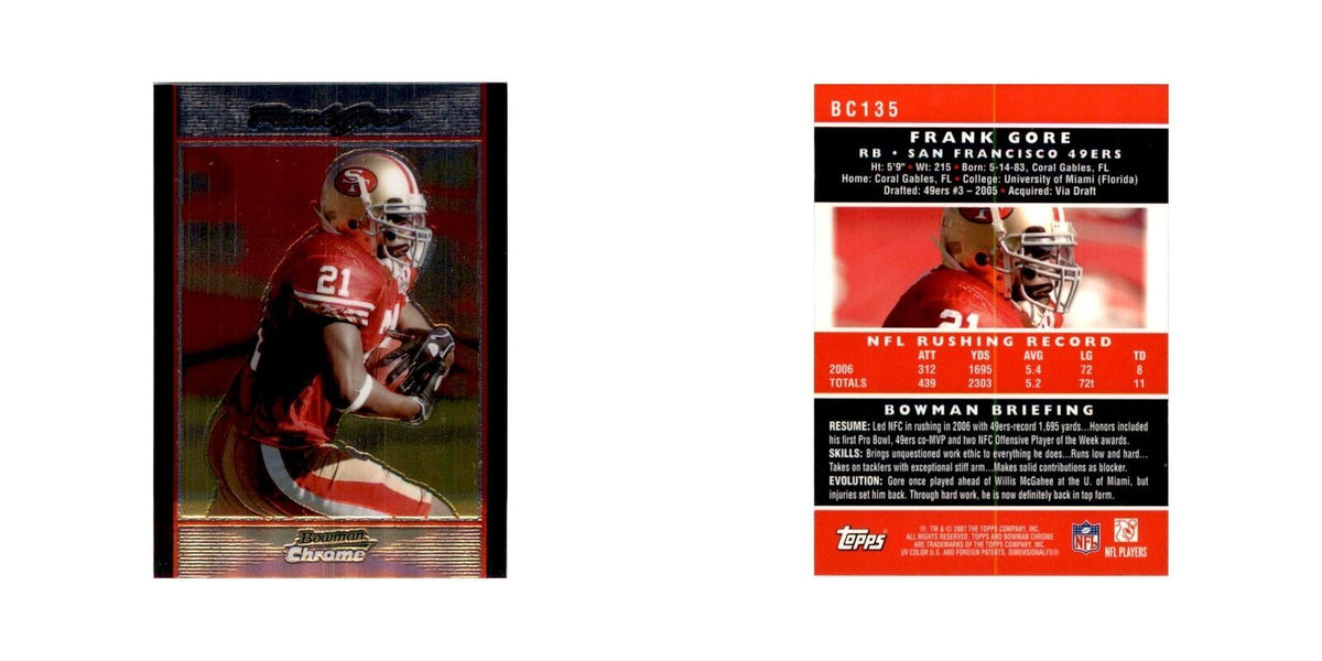 2007 Bowman Chrome Frank Gore Football Cards #135