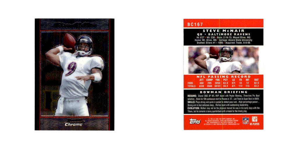 2007 Bowman Chrome Steve McNair Football Cards #167