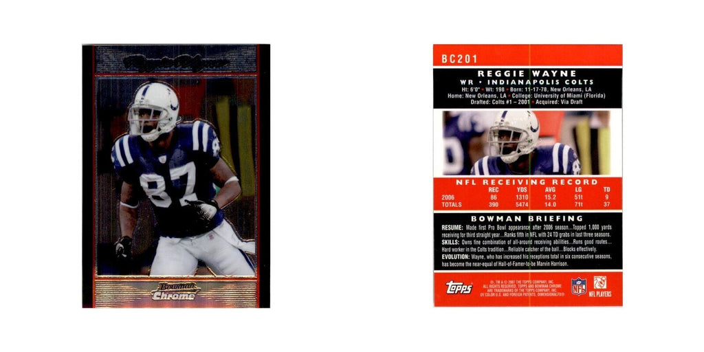 2007 Bowman Chrome Reggie Wayne Football Cards #201