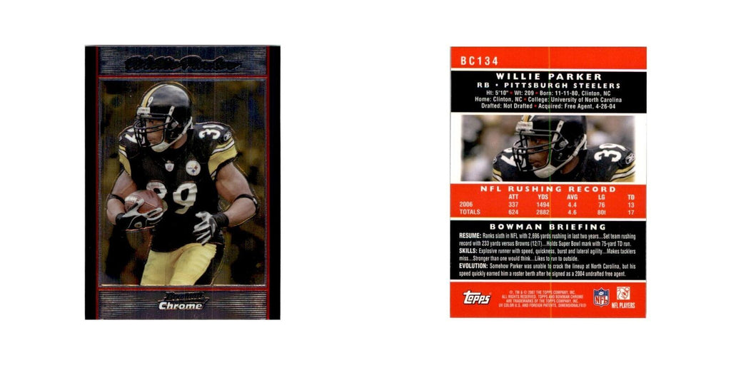 2007 Bowman Chrome Willie Parker Football Cards #134