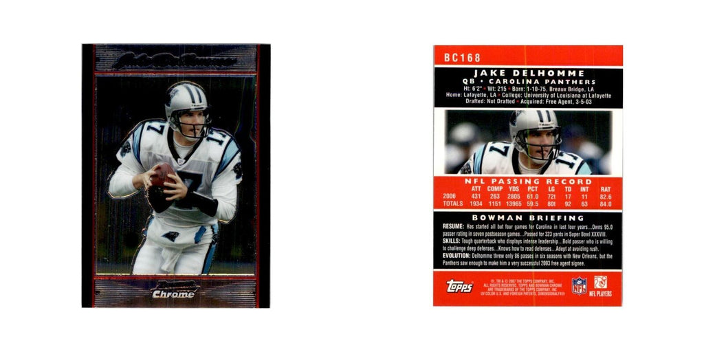2007 Bowman Chrome Jake Delhomme Football Cards #168