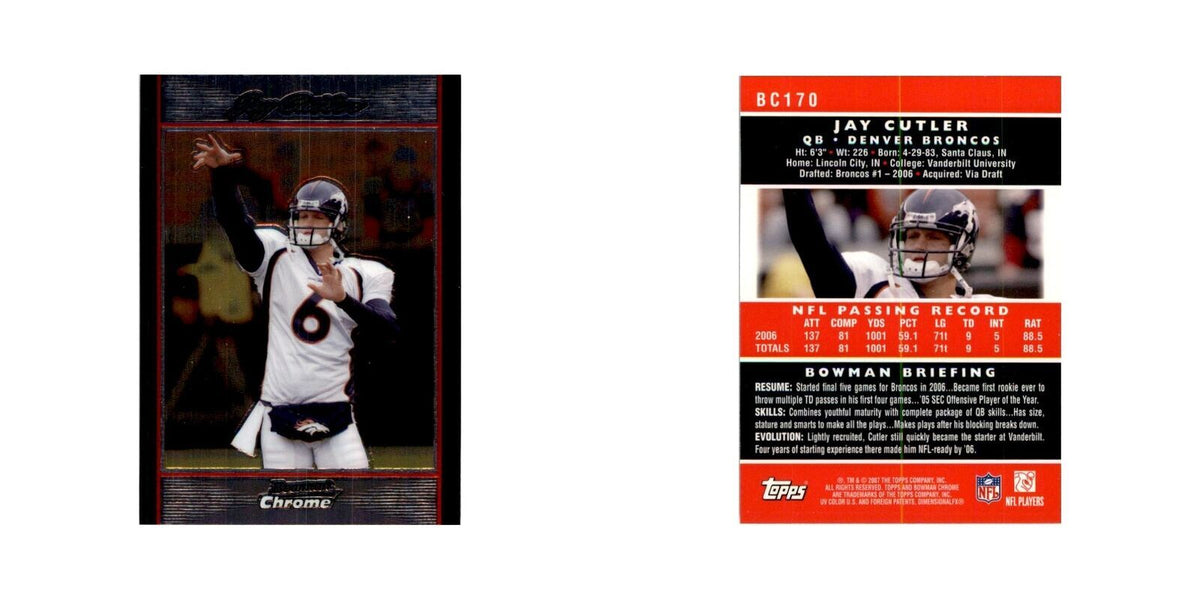 2007 Bowman Chrome Jay Cutler Football Cards #170
