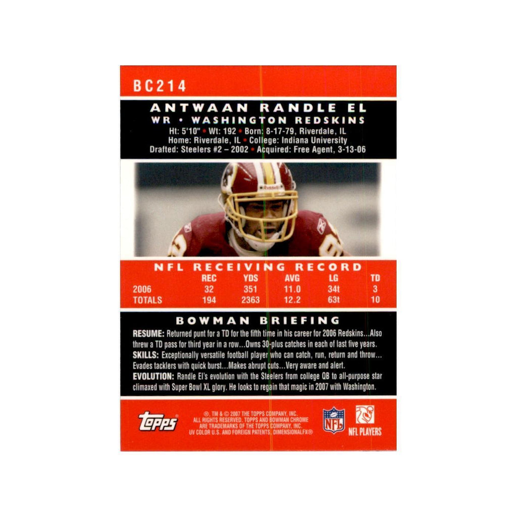 2007 Bowman Chrome Antwaan Randle El Football Cards #214