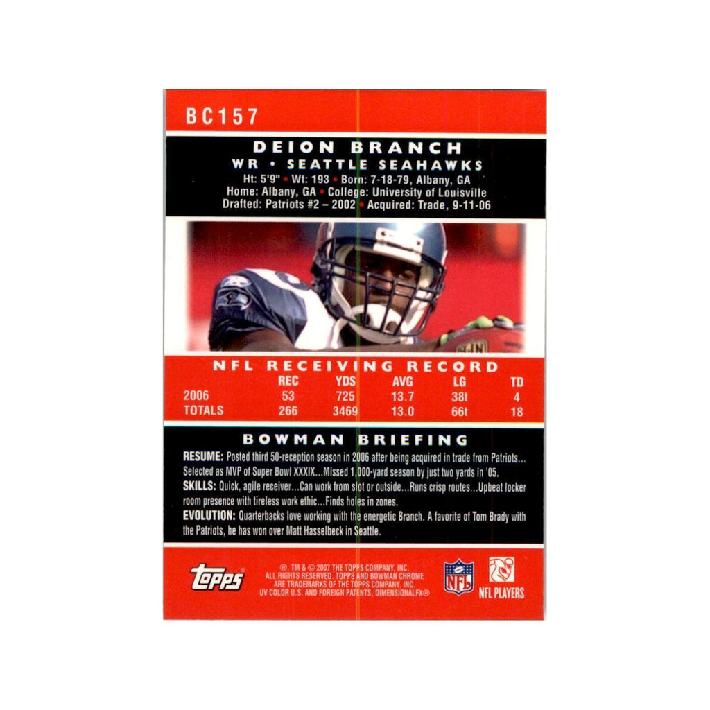 2007 Bowman Chrome Deion Branch Football Cards #157