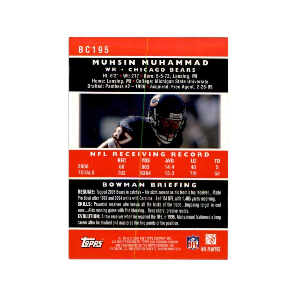 2007 Bowman Chrome Muhsin Muhammad Football Cards #195