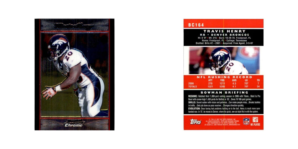 2007 Bowman Chrome Travis Henry Football Cards #164