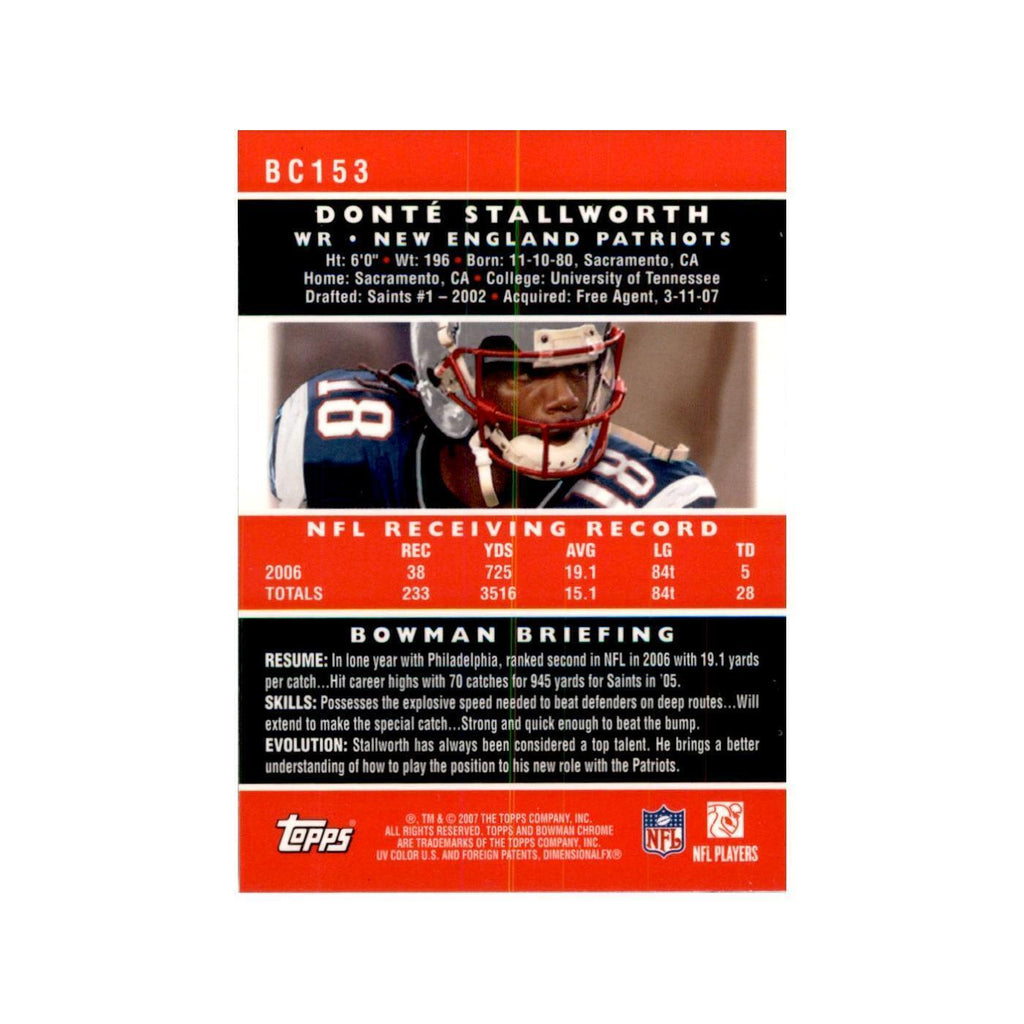2007 Bowman Chrome Donte Stallworth Football Cards #153