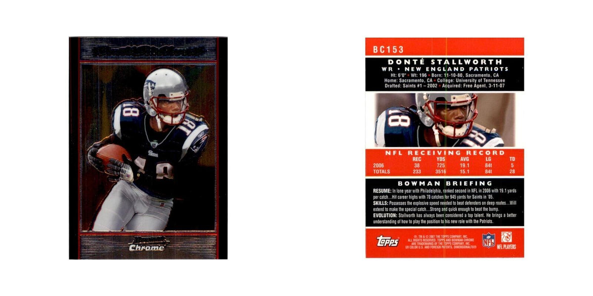2007 Bowman Chrome Donte Stallworth Football Cards #153