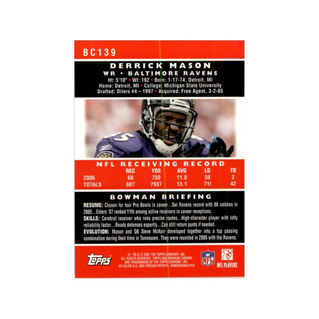 2007 Bowman Chrome Derrick Mason Football Cards #139