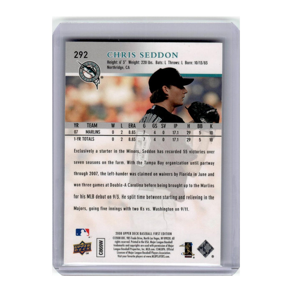 2008 Upper Deck First Edition Chris Seddon RC Florida Marlins #292