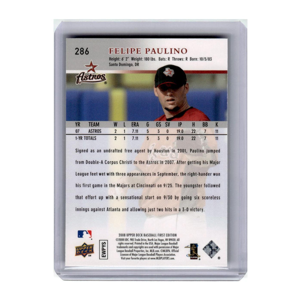 2008 Upper Deck First Edition Felipe Paulino RC Astros #286