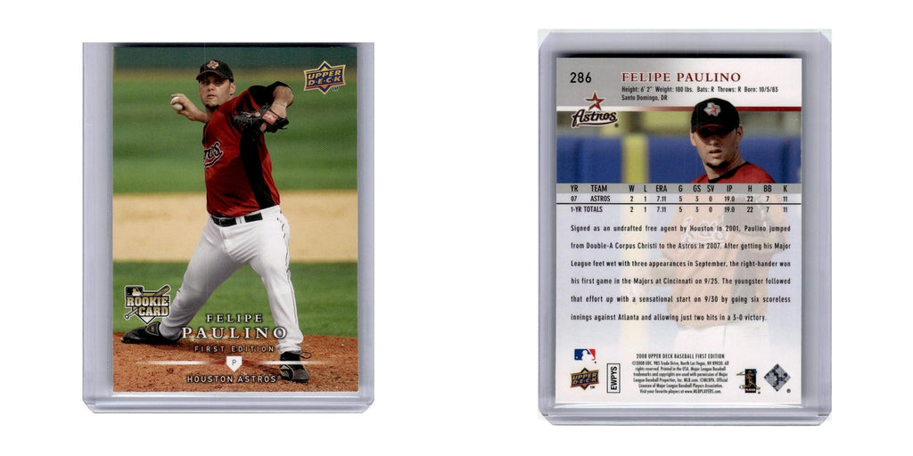2008 Upper Deck First Edition Felipe Paulino RC Astros #286