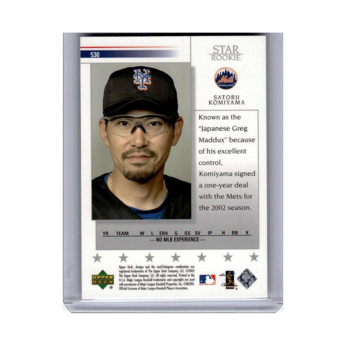 2002 Upper Deck Satoru Komiyama RC Mets #530