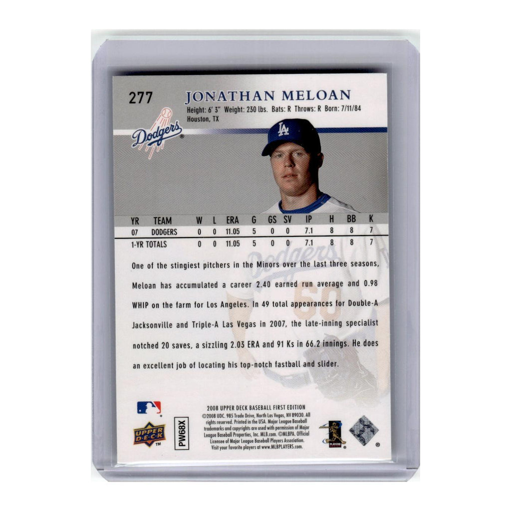 2008 Upper Deck First Edition Jonathan Meloan RC Dodgers #277