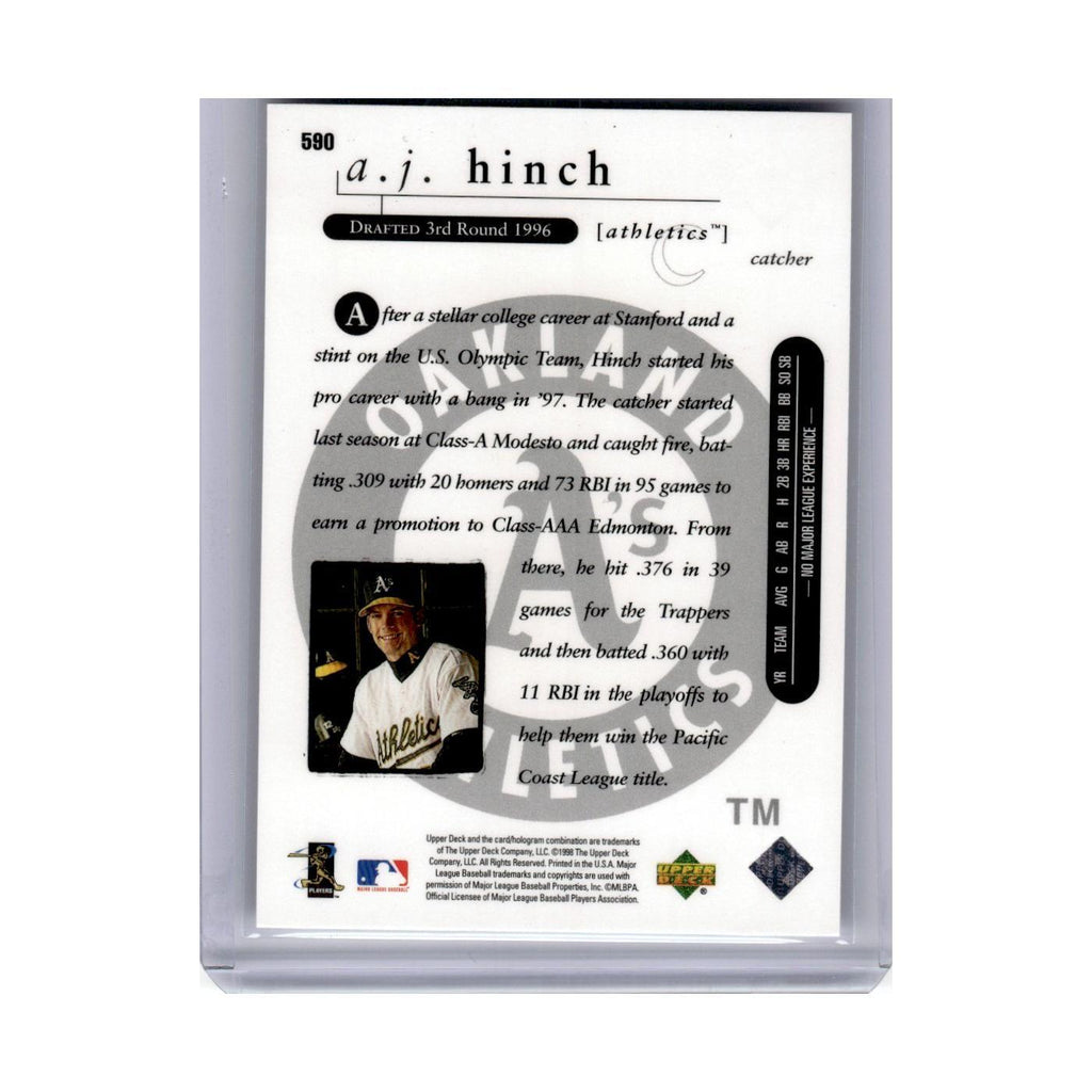 1998 UD Choice Rookie Class A.J. Hinch Athletics #590
