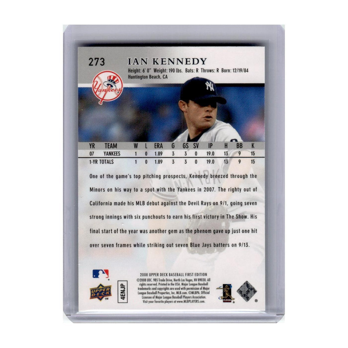 2008 Upper Deck First Edition Ian Kennedy RC Yankees #273