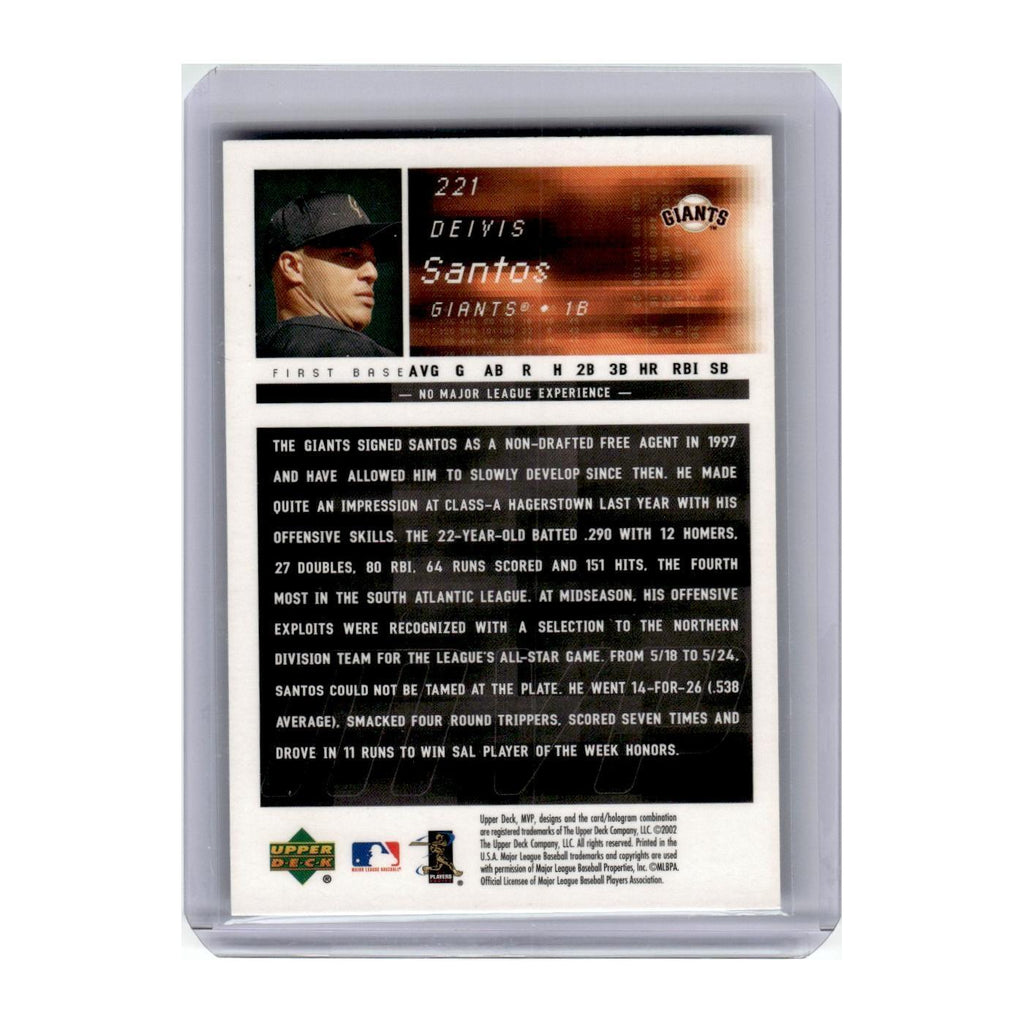 2002 Upper Deck MVP Deivis Santos Giants #221