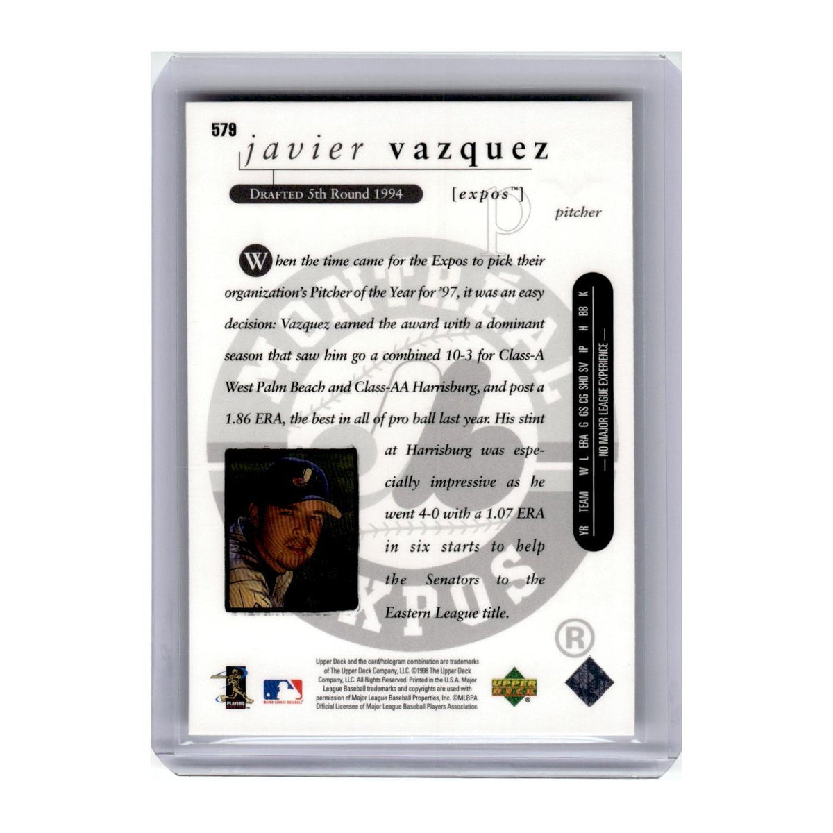 1998 Upper Deck Javier Vazquez Montreal Expos #579