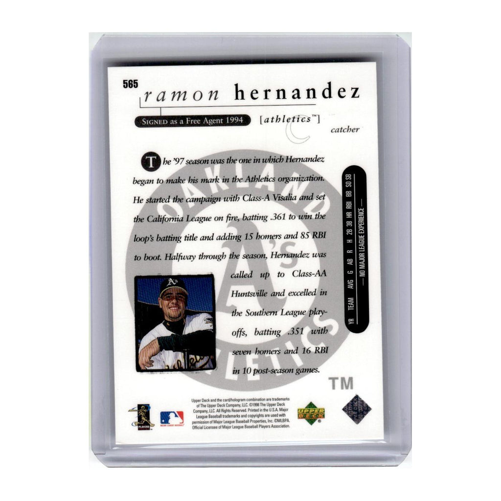 1998 Upper Deck Star Rookies Ramon Hernandez Athletics #565
