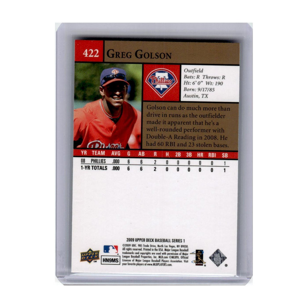 2009 Upper Deck Greg Golson Phillies #422