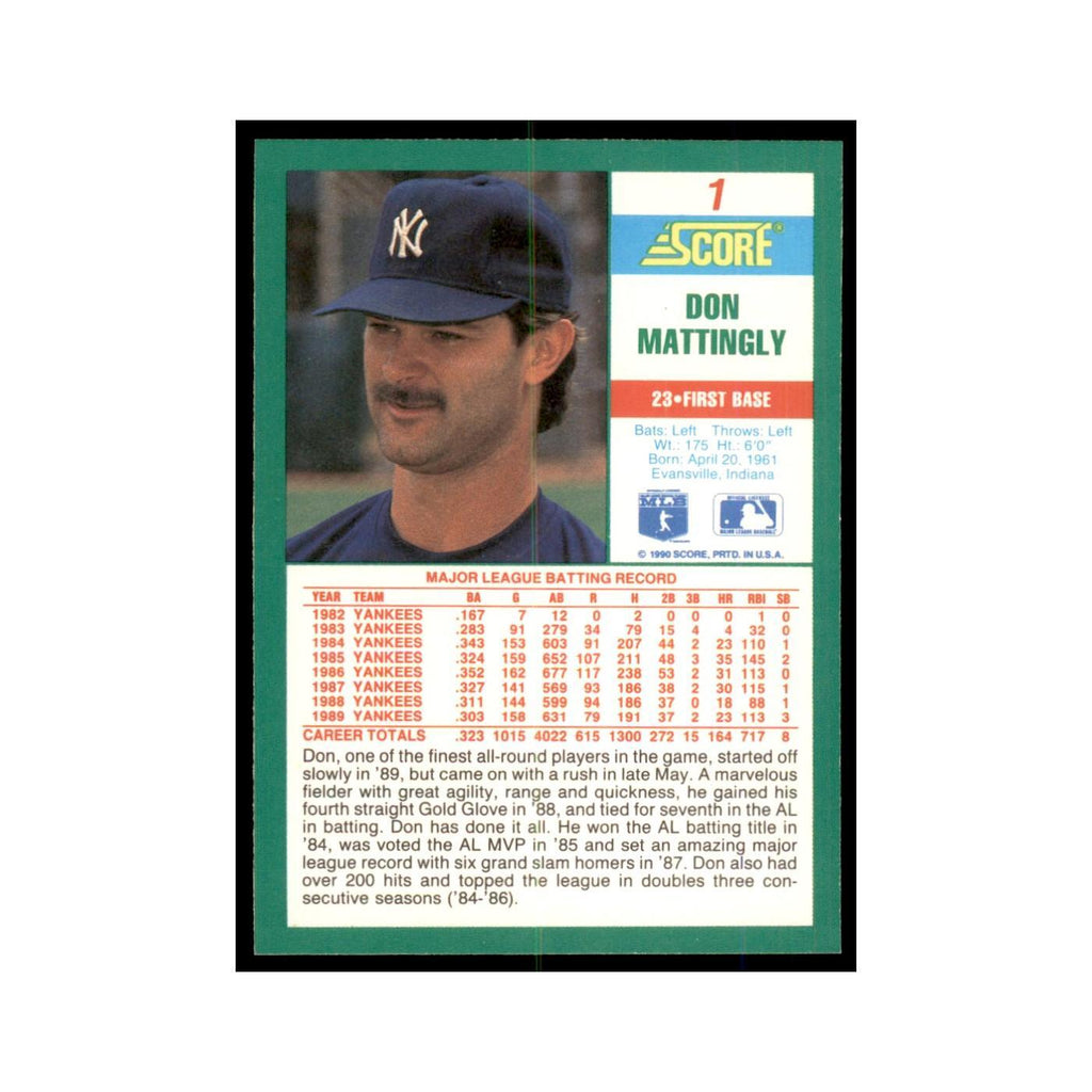1990 Score Don Mattingly Baseball Cards #1