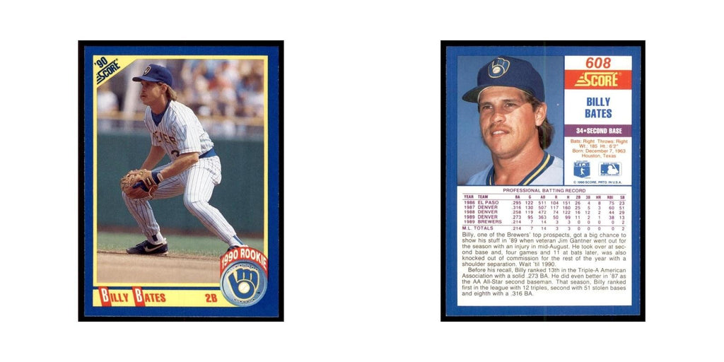 1990 Score Billy Bates Baseball Cards #608