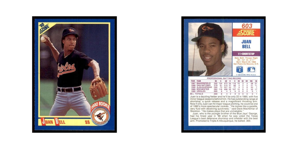 1990 Score Juan Bell Baseball Cards #603