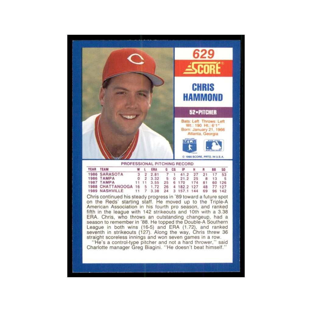 1990 Score Chris Hammond Baseball Cards #629