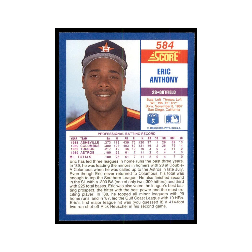 1990 Score Eric Anthony Baseball Cards #584