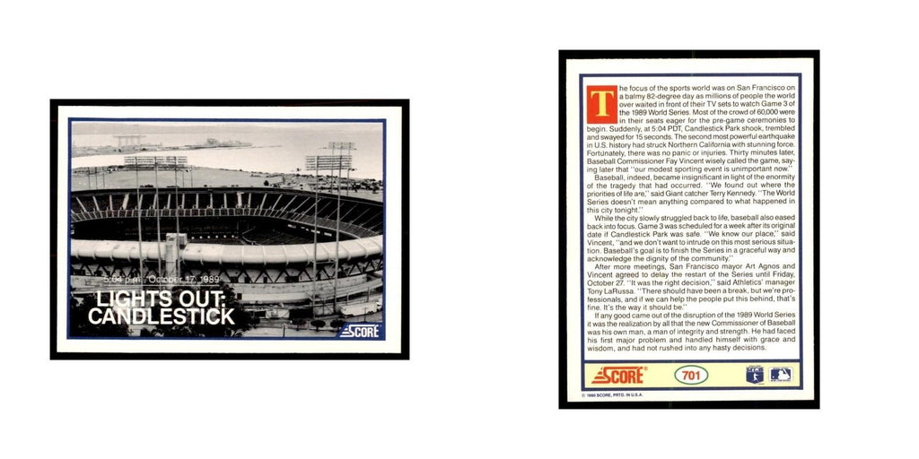 1990 Score Lights Out Candlestick Baseball Cards #701