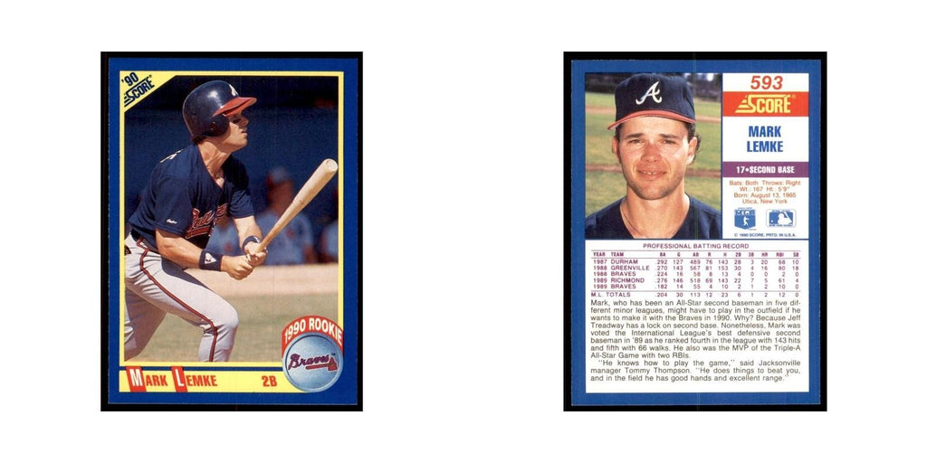 1990 Score Mark Lemke Baseball Cards #593