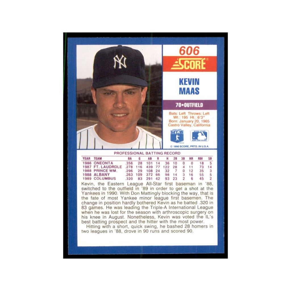 1990 Score Kevin Maas Baseball Cards #606