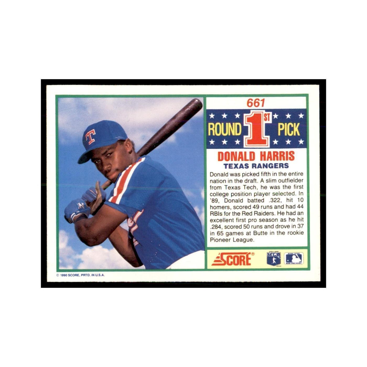 1990 Score Donald Harris Baseball Cards #661