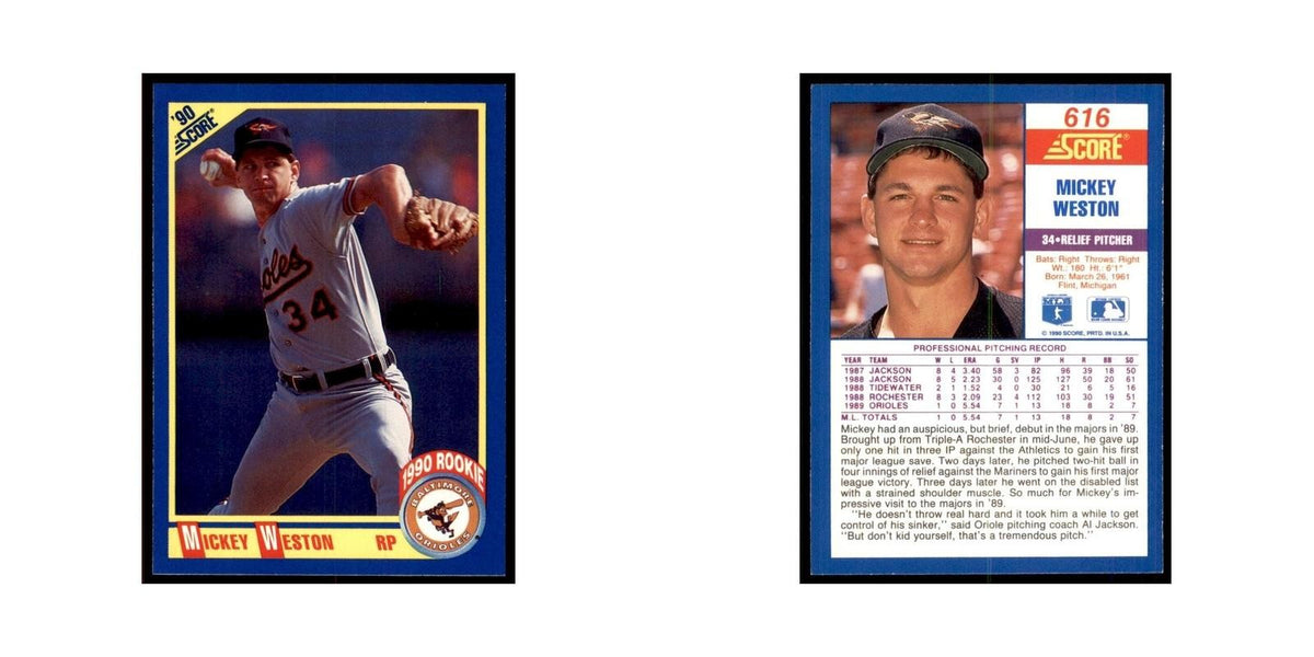 1990 Score Mickey Weston Baseball Cards #616