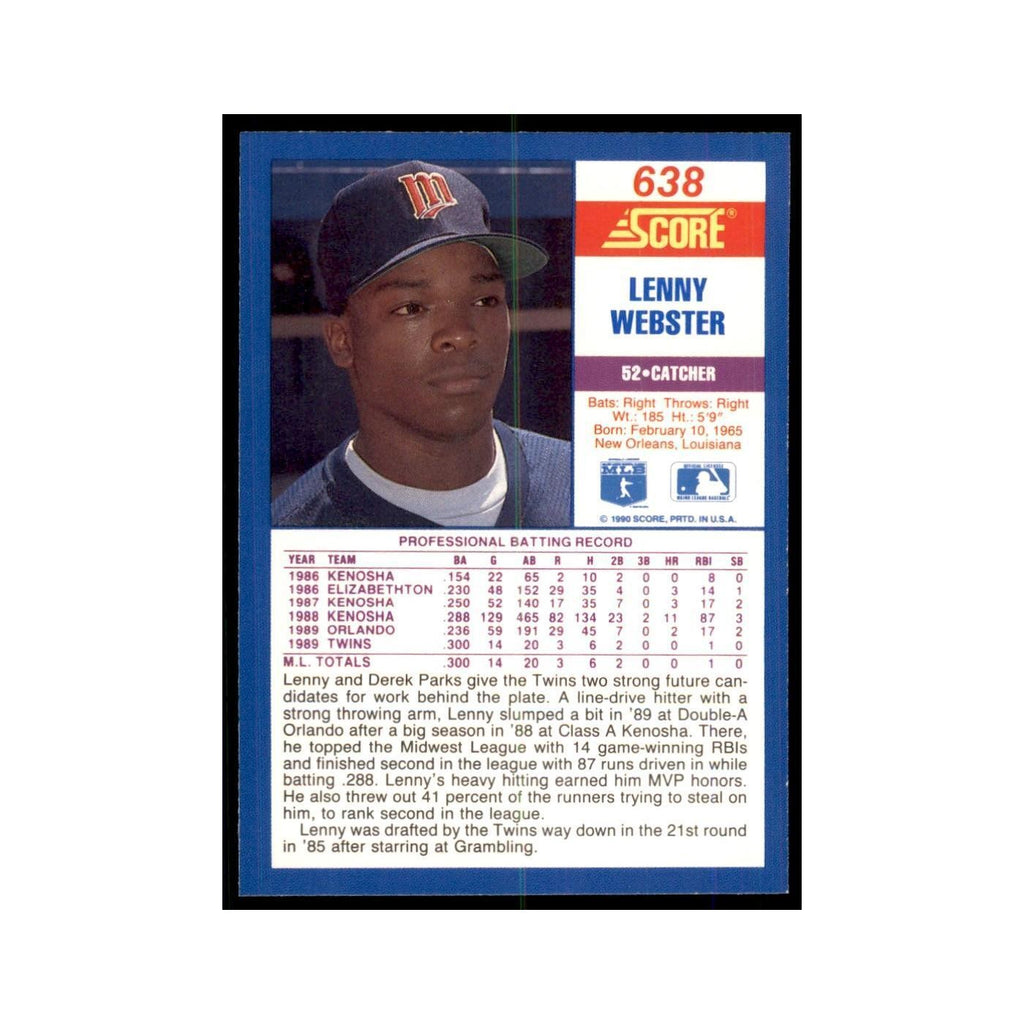 1990 Score Lenny Webster Baseball Cards #638