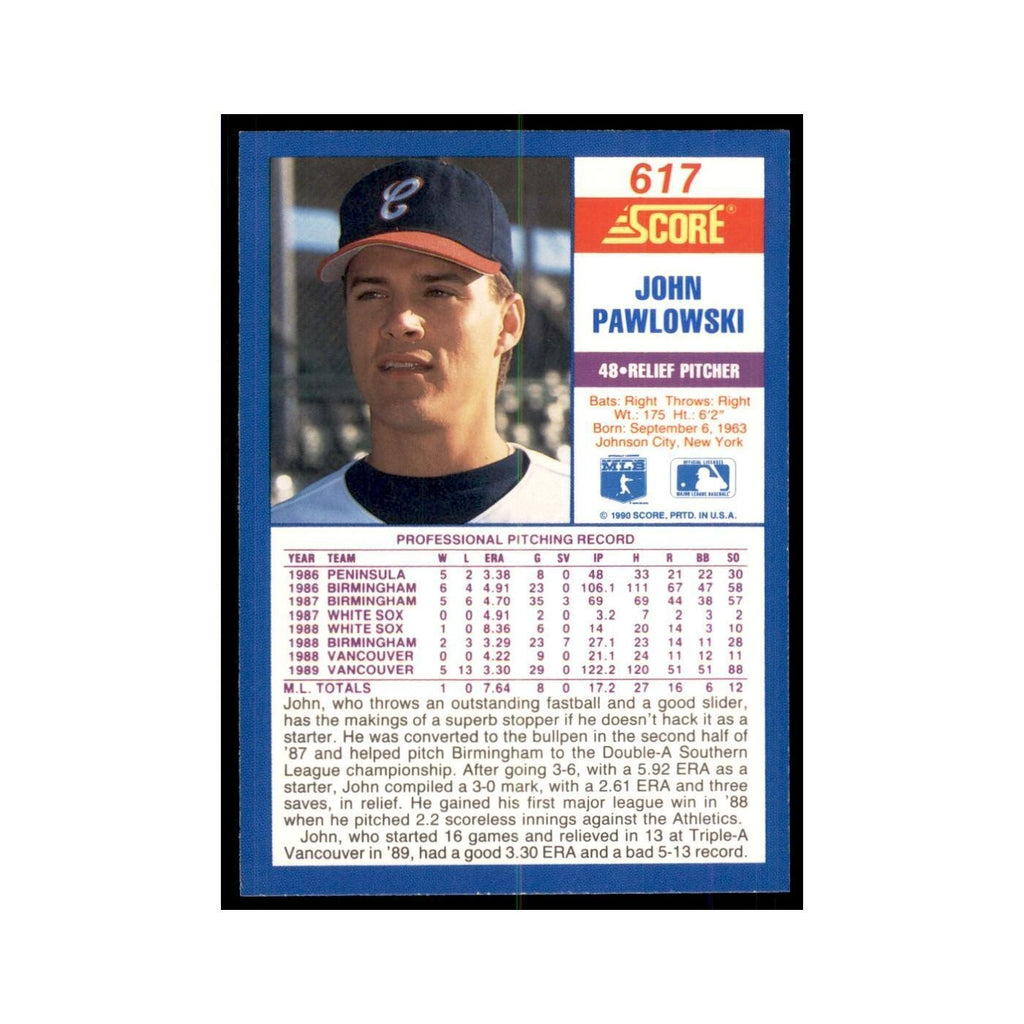 1990 Score John Pawlowski Baseball Cards #617