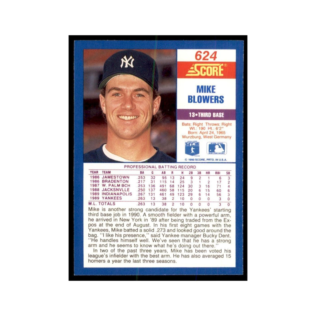 1990 Score Mike Blowers Baseball Cards #624