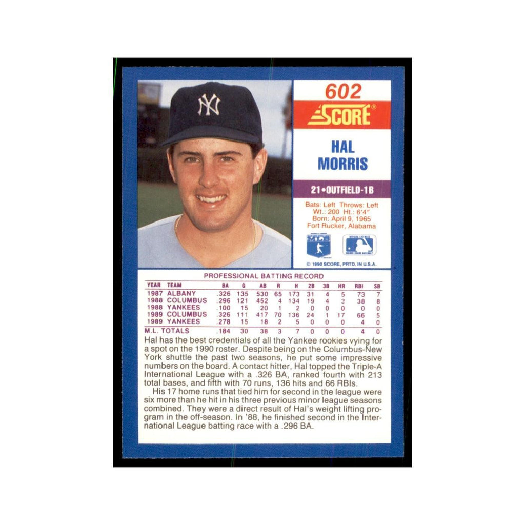1990 Score Hal Morris Baseball Cards #602