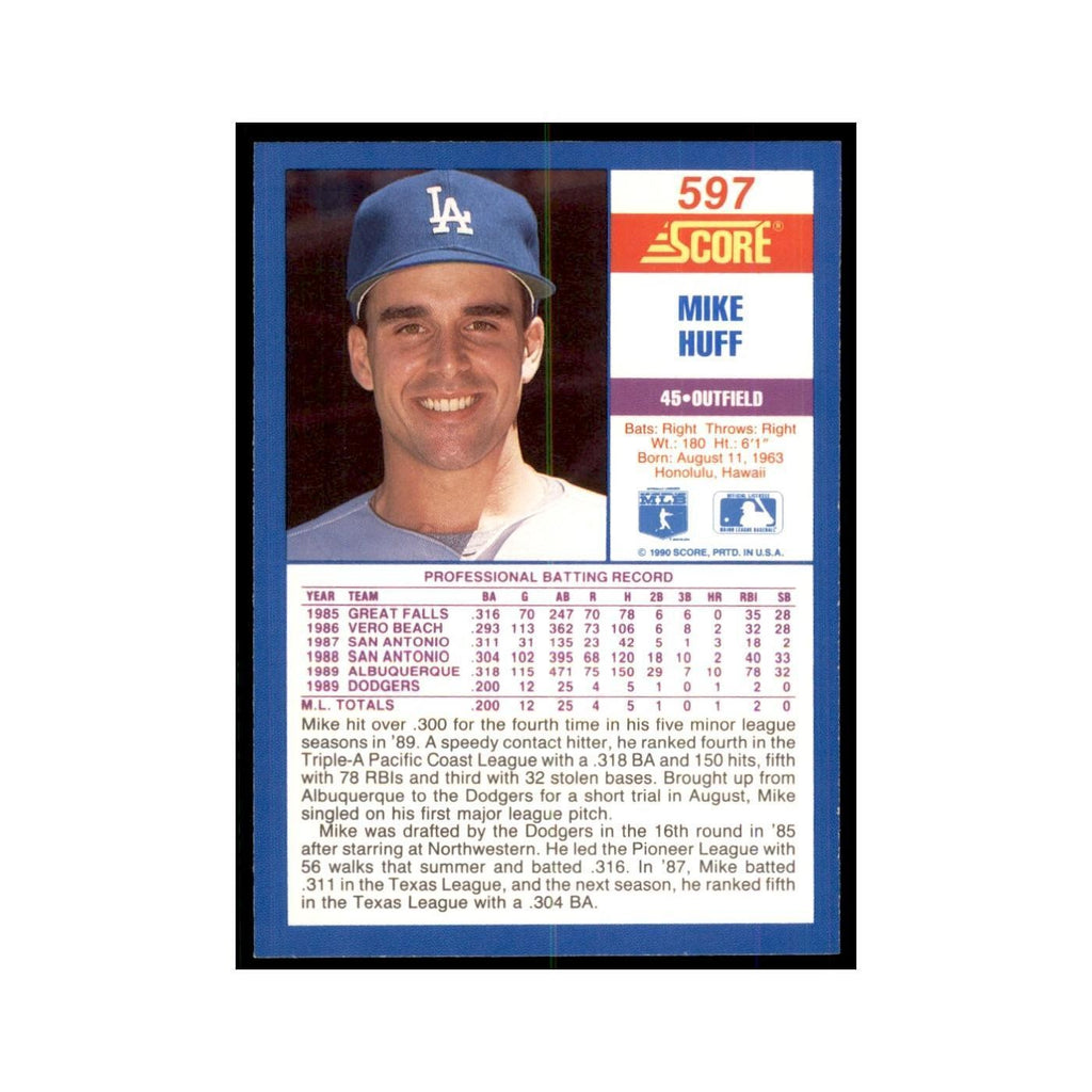 1990 Score Mike Huff Baseball Cards #597