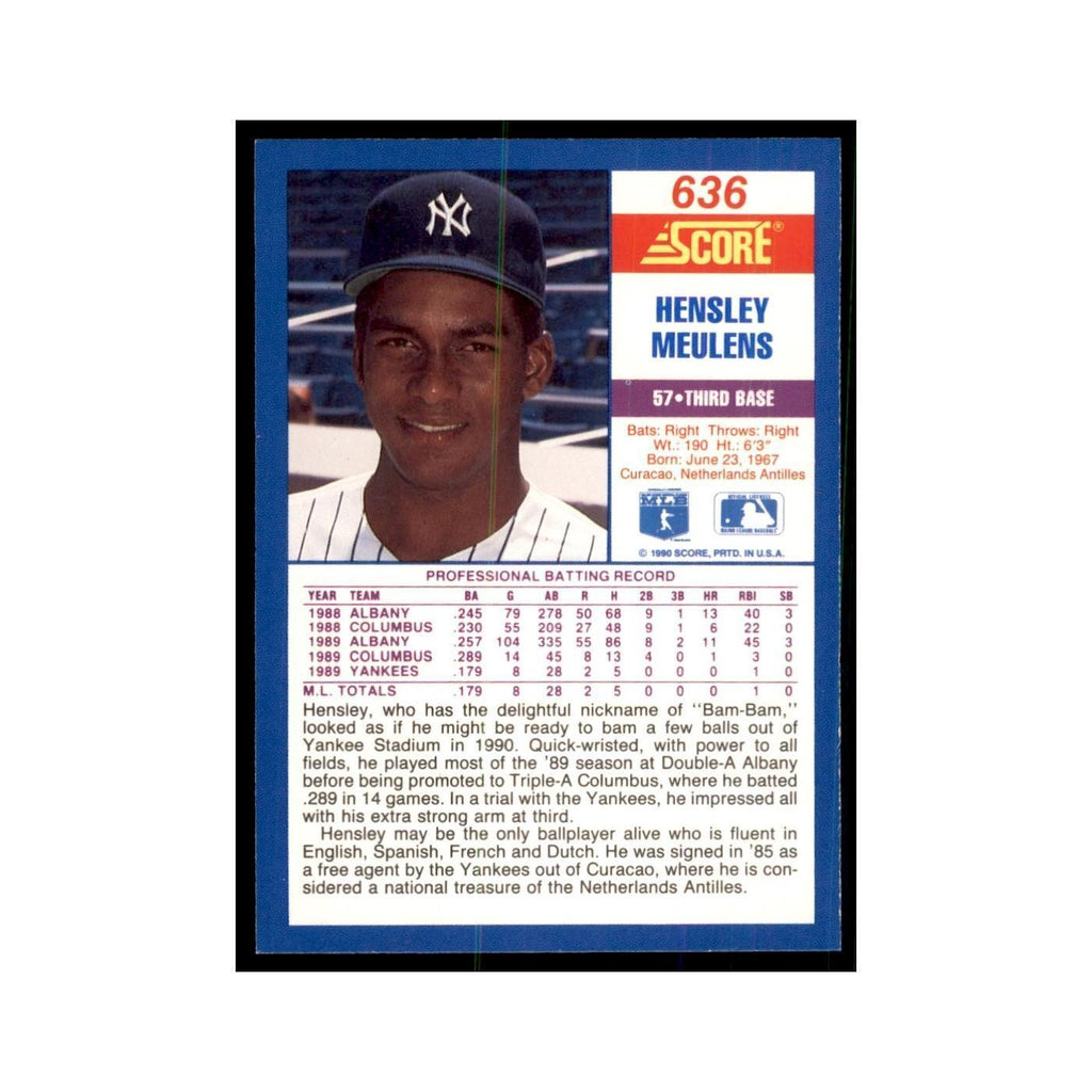 1990 Score Hensley Meulens Baseball Cards #636