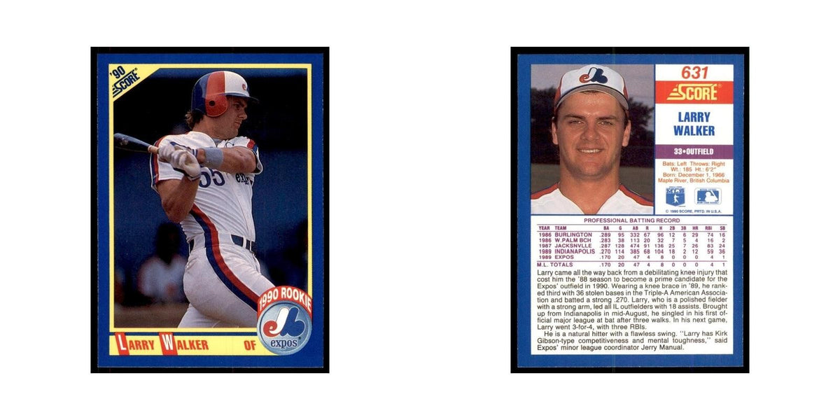 1990 Score Larry Walker Baseball Cards #631