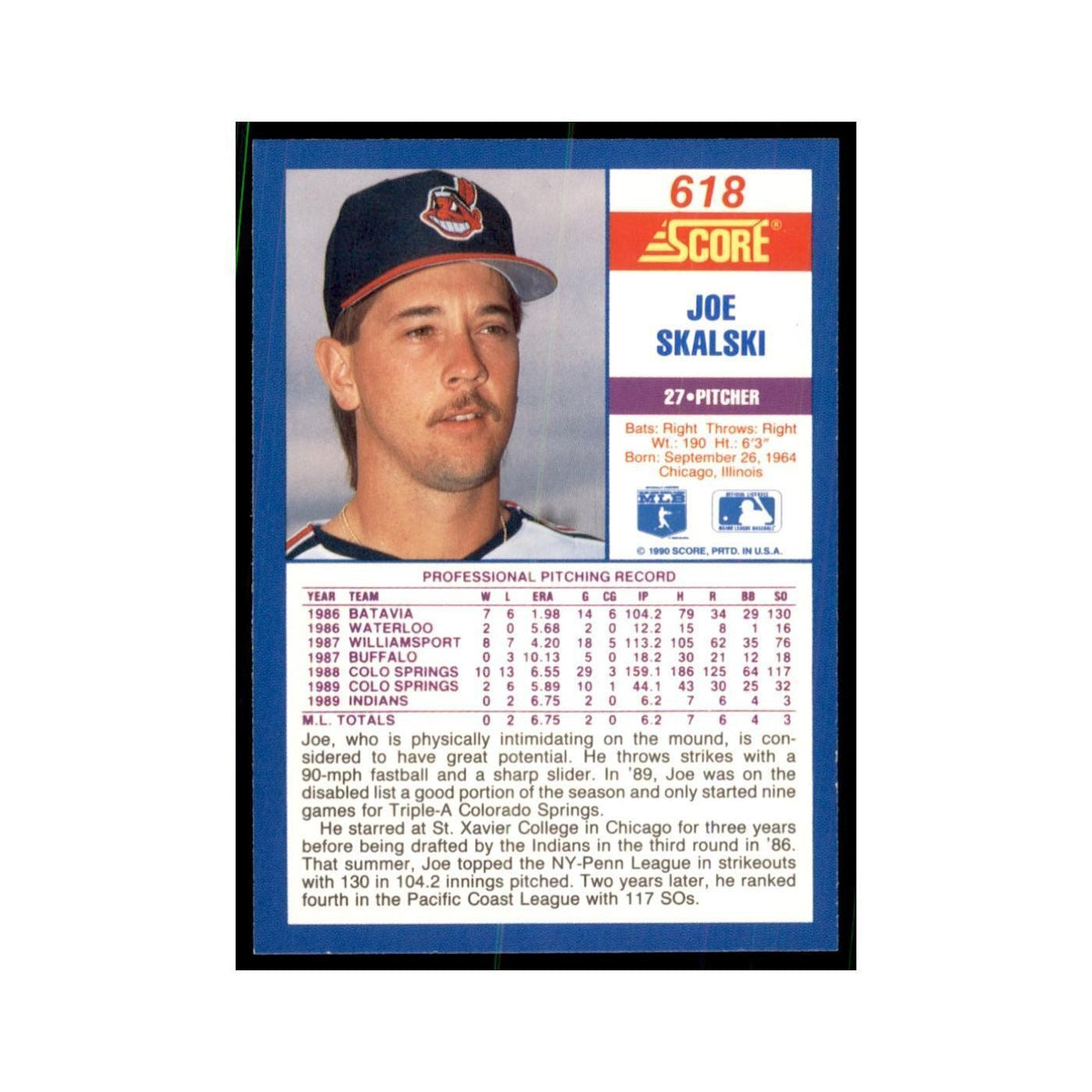 1990 Score Joe Skalski Baseball Cards #618