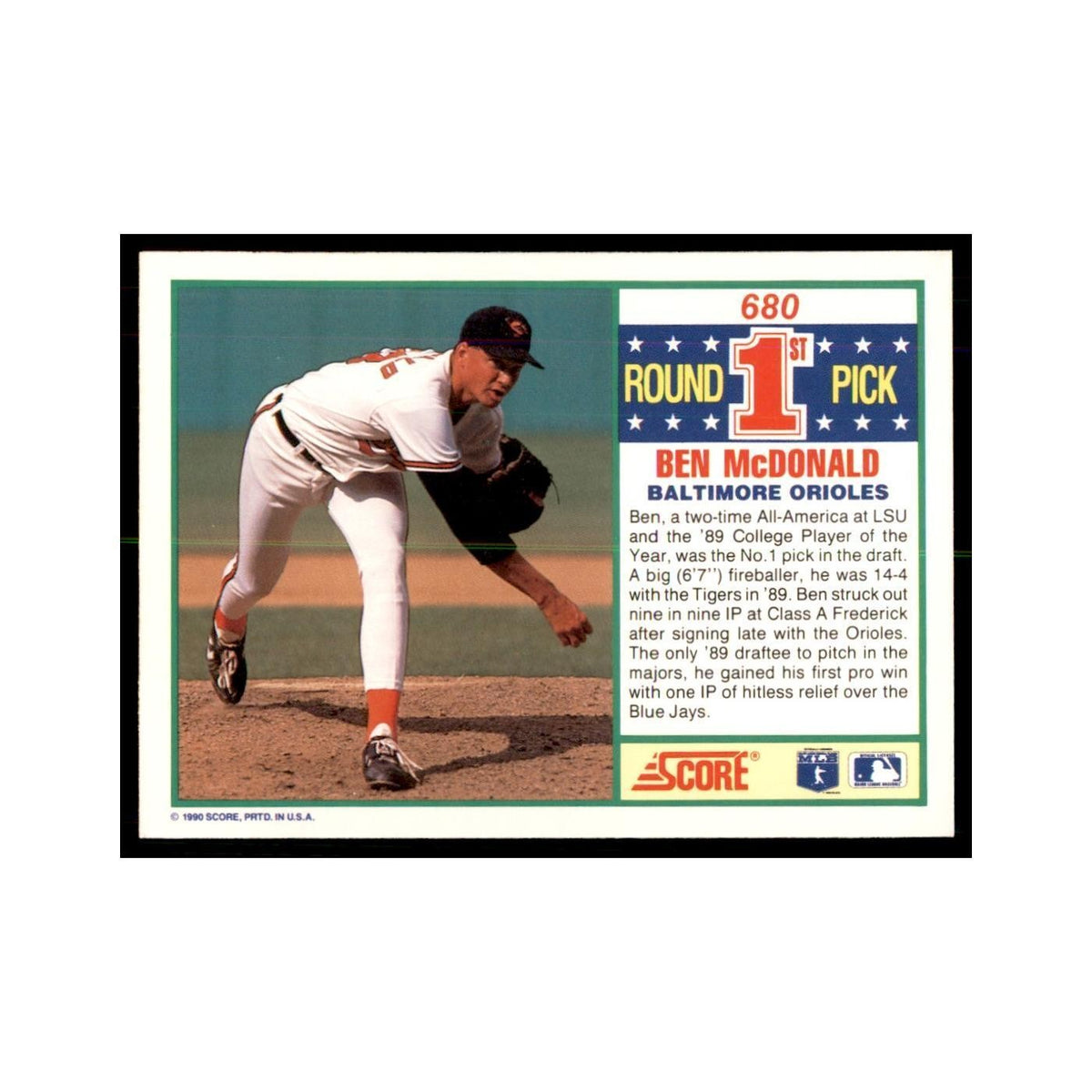 1990 Score Ben McDonald Baseball Cards #680