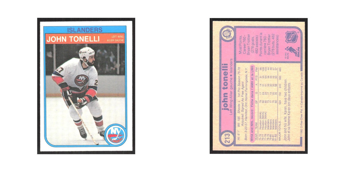 1982 O-Pee-Chee John Tonelli New York Islanders #213