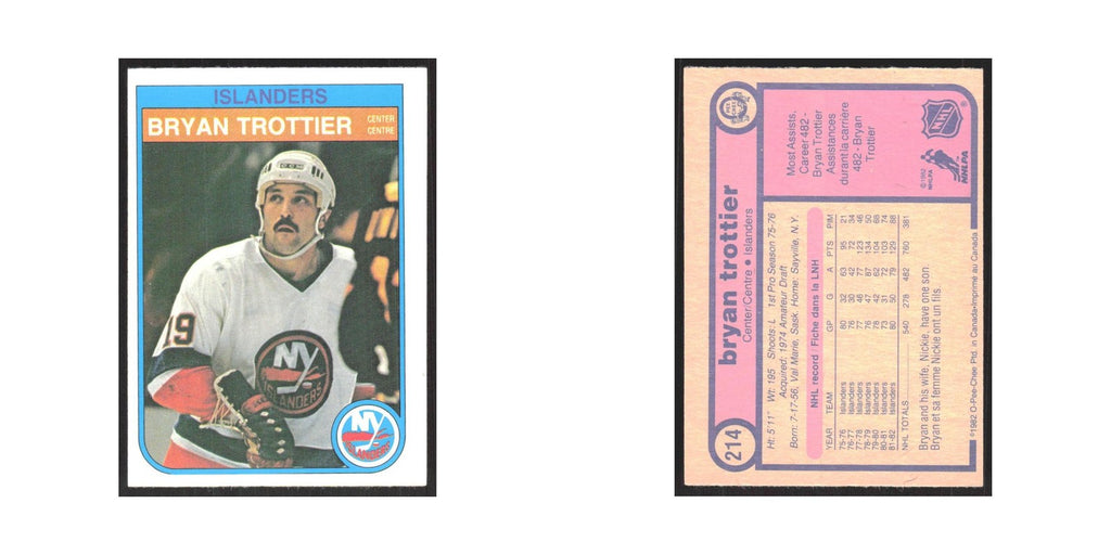1982 O-Pee-Chee Bryan Trottier New York Islanders #214