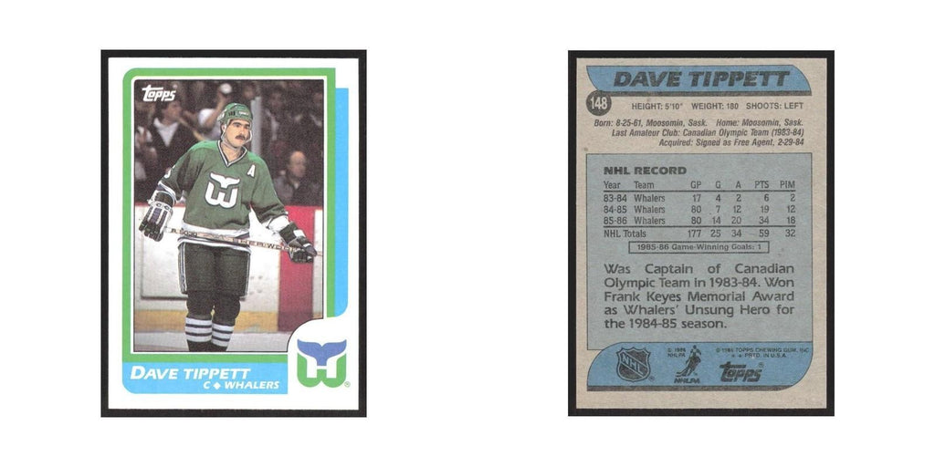 1986 Topps Dave Tippett RC Hartford Whalers #148