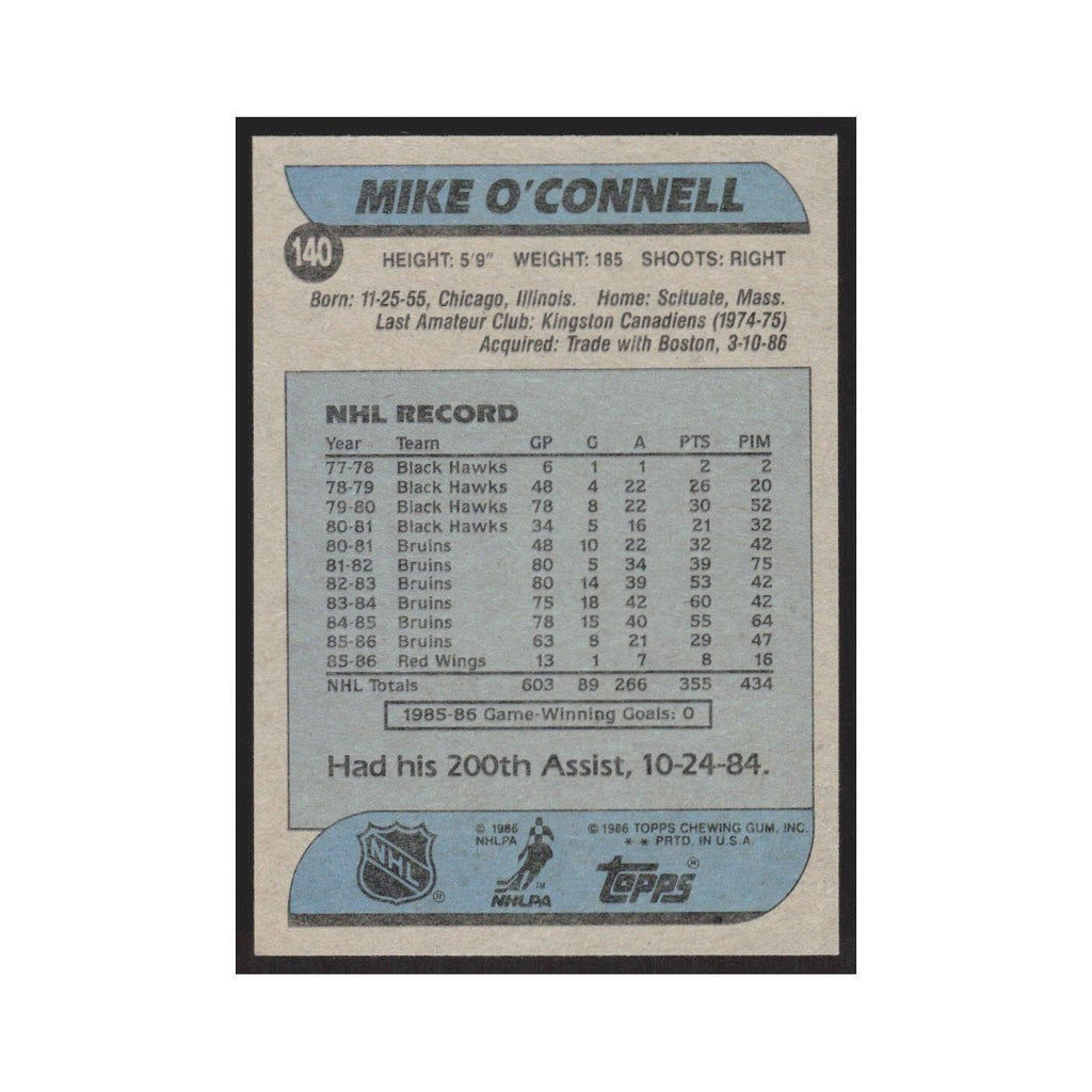 1986 Topps Mike O'Connell Detroit Red Wings #140